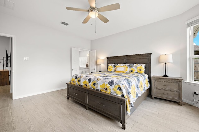 16713 Elsinore Ln, Pflugerville, TX 78660 - bedroom featuring light wood finished floors and a ceiling fan