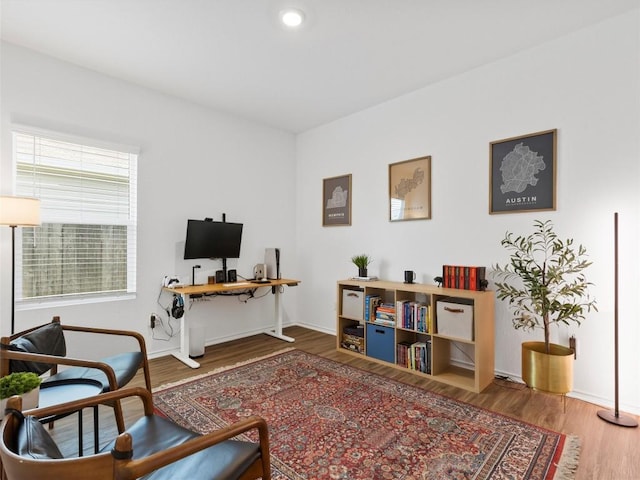 308 Sunfish Ln, Bastrop, TX 78602 - living area with wood finished floors and an office area