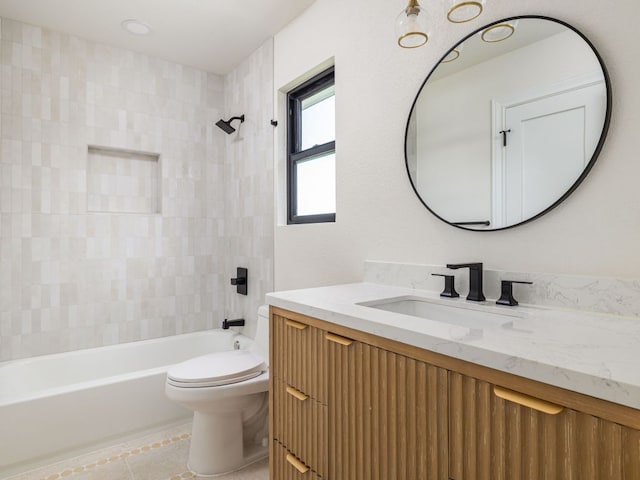 6000 Roxbury Ln, Austin, TX 78739 - bathroom with vanity, bathtub / shower combination, and tile patterned flooring