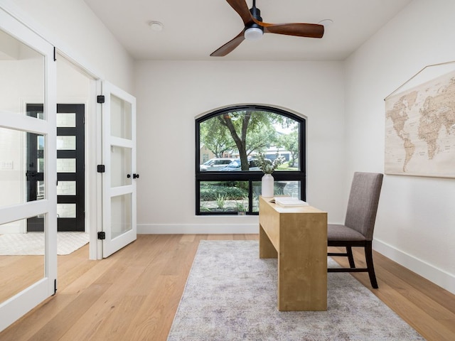 6000 Roxbury Ln, Austin, TX 78739 - office space featuring wood finished floors, ceiling fan, and french doors