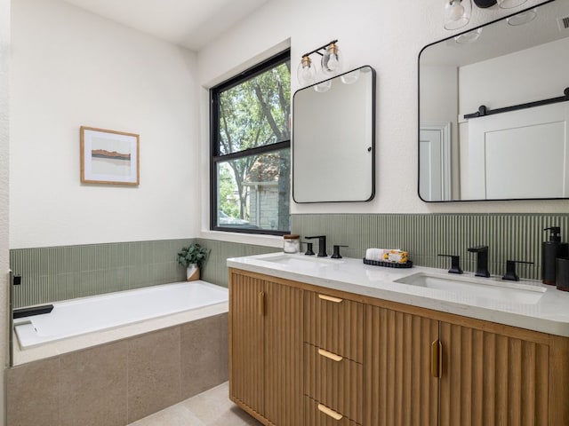 6000 Roxbury Ln, Austin, TX 78739 - full bath with double vanity, a bath, and plenty of natural light