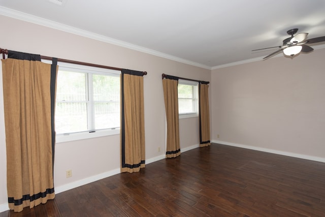 1404 Pearl Cv, Round Rock, TX 78681 - empty room with hardwood / wood-style flooring, crown molding, and ceiling fan