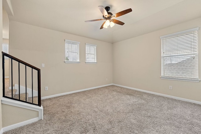605 Joppa Rd, Leander, TX 78641 - unfurnished room featuring carpet, a ceiling fan, and stairway