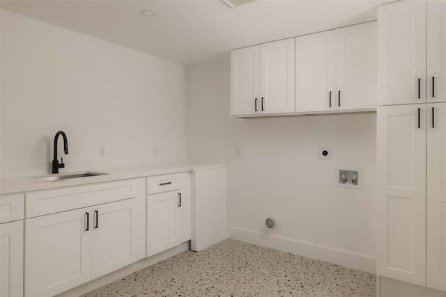 1206 Cloverleaf Dr, Austin, TX 78723 - washroom featuring hookup for an electric dryer, cabinet space, and washer hookup