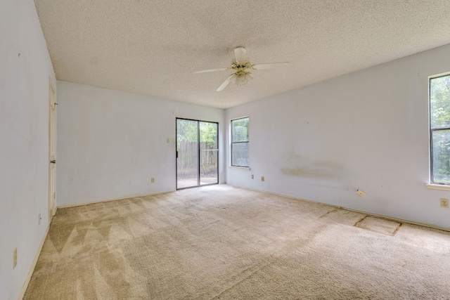 13102 Amarillo Ave, Austin, TX 78729 - unfurnished room featuring carpet, plenty of natural light, ceiling fan, and a textured ceiling