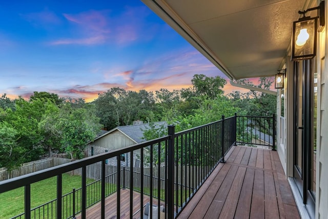 3104 Mistyglen Cir, Austin, TX 78746 - view of balcony at dusk