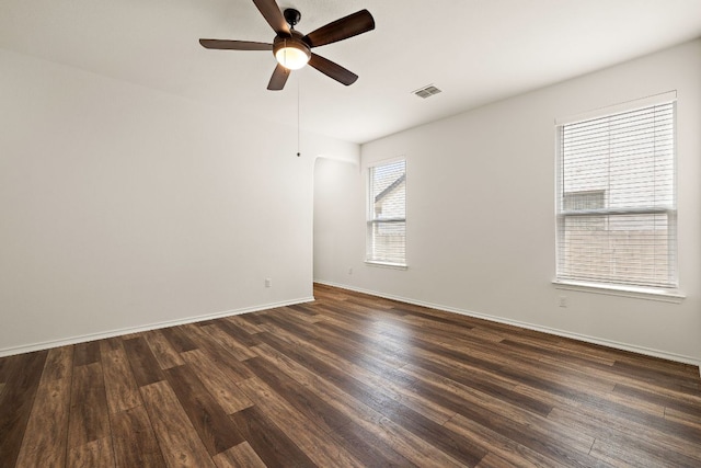 4669 Padula Dr, Round Rock, TX 78665 - empty room with dark wood finished floors and ceiling fan