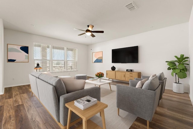 4669 Padula Dr, Round Rock, TX 78665 - living room featuring ceiling fan and wood finished floors