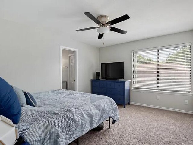 2604 Alcott Ln Unit A & B, Austin, TX 78748 - bedroom with light colored carpet and ceiling fan