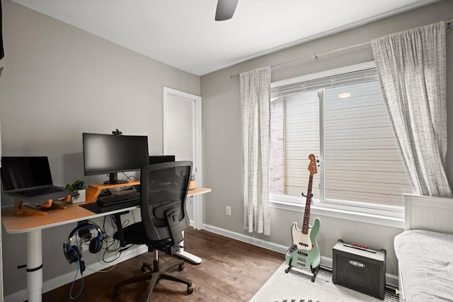 2604 Alcott Ln Unit A & B, Austin, TX 78748 - home office with wood finished floors, a ceiling fan, and plenty of natural light