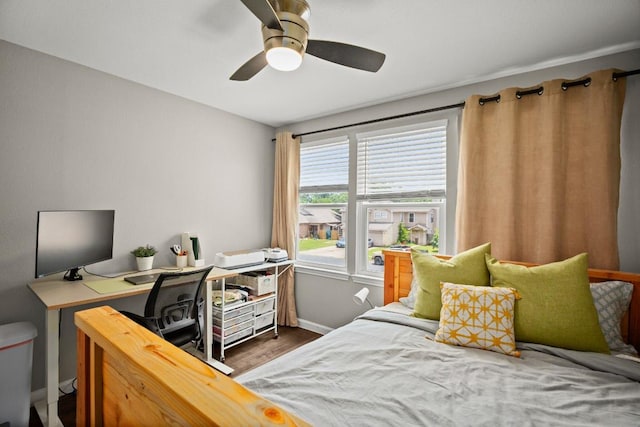 2604 Alcott Ln Unit A & B, Austin, TX 78748 - bedroom with wood finished floors, a desk, and ceiling fan