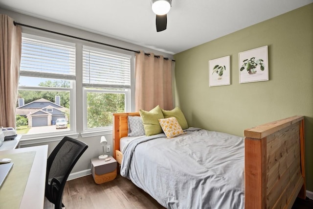 2604 Alcott Ln Unit A & B, Austin, TX 78748 - bedroom with wood finished floors, ceiling fan, and an office area