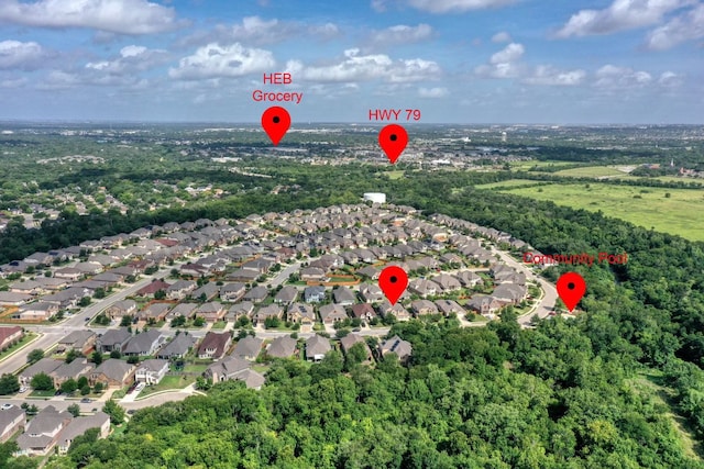2336 Centennial Loop, Round Rock, TX 78665 - aerial view of property's location with nearby suburban area