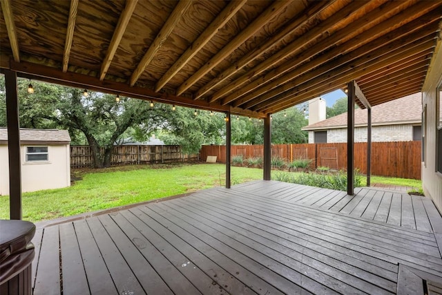 16504 Jadestone Dr, Leander, TX 78641 - deck featuring a fenced backyard and a storage unit