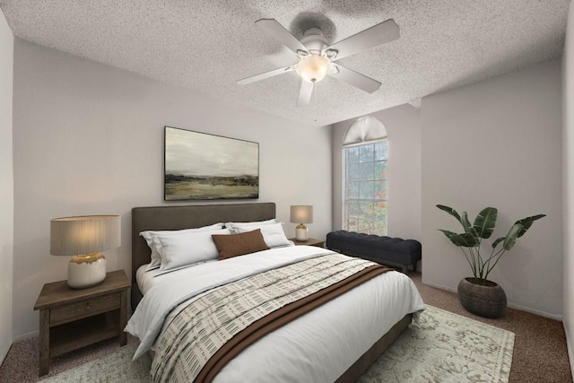 1625 Sylvia Ct, Round Rock, TX 78681 - carpeted bedroom with a textured ceiling and ceiling fan