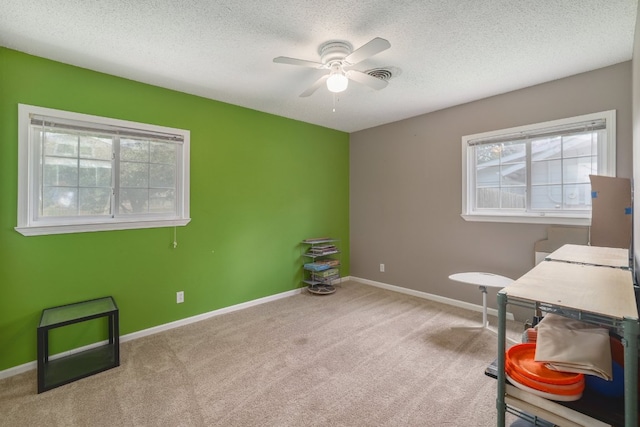 8101 Parkdale Dr, Austin, TX 78757 - unfurnished office with a ceiling fan, carpet flooring, and a textured ceiling
