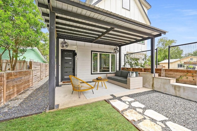 504 Normandy St Unit A, Austin, TX 78745 - view of patio / terrace with an outdoor living space