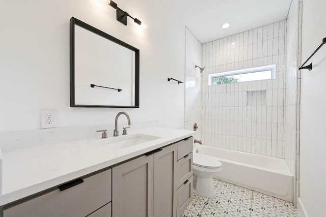 504 Normandy St Unit A, Austin, TX 78745 - bathroom featuring vanity, tub / shower combination, and recessed lighting
