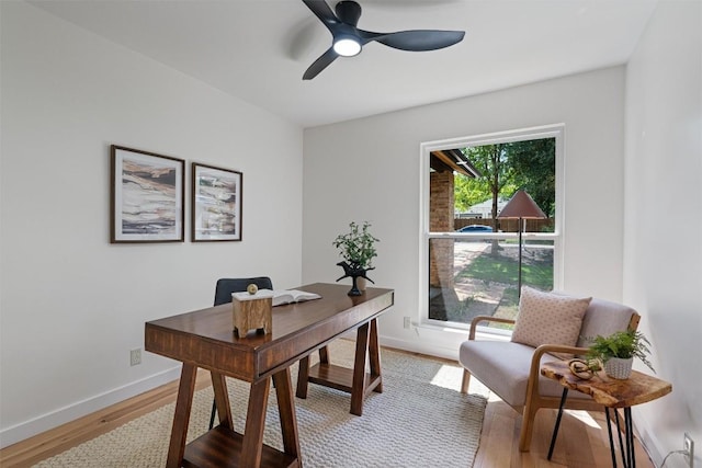 6209 Waycross Dr, Austin, TX 78745 - office area with light wood-type flooring and a ceiling fan