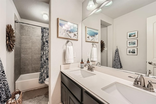 18920 Still Pond Rd, Pflugerville, TX 78660 - full bath featuring tile patterned floors, double vanity, and shower / tub combo