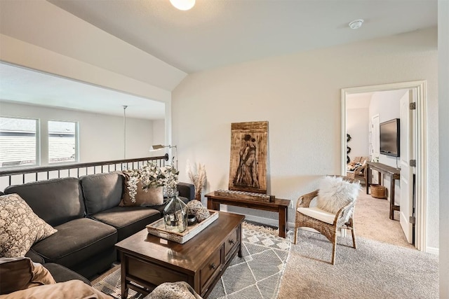 18920 Still Pond Rd, Pflugerville, TX 78660 - carpeted living area with vaulted ceiling
