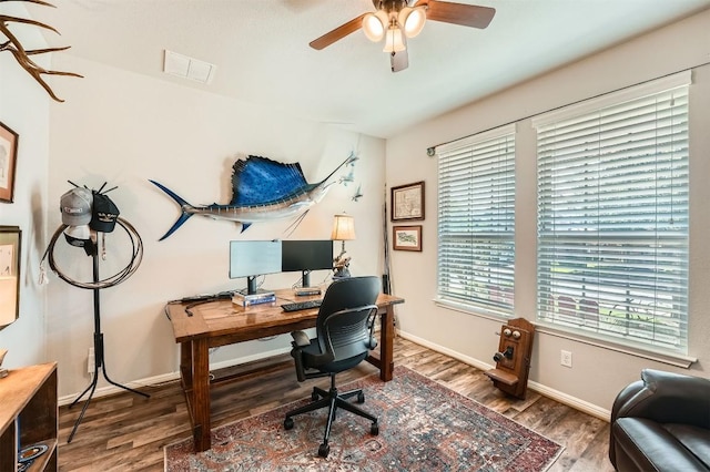 18920 Still Pond Rd, Pflugerville, TX 78660 - office space featuring wood finished floors and ceiling fan