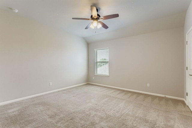 18920 Still Pond Rd, Pflugerville, TX 78660 - empty room with light carpet, a ceiling fan, vaulted ceiling, and a smoke detector