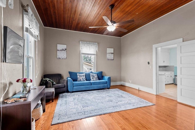 17205 County Line Rd, Elgin, TX 78621 - living area with wood ceiling, a ceiling fan, and wood finished floors