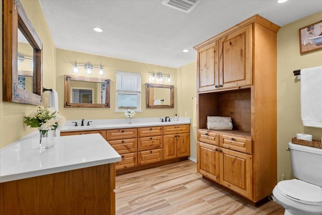 17205 County Line Rd, Elgin, TX 78621 - bathroom featuring double vanity, wood finished floors, and recessed lighting
