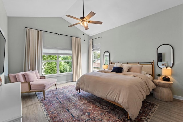 2134 Cervin Blvd, Austin, TX 78728 - bedroom with wood finished floors, a ceiling fan, and high vaulted ceiling