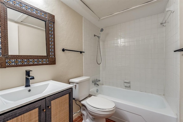 6910 Hart Ln Unit 807, Austin, TX 78731 - full bathroom featuring a textured wall, shower / washtub combination, and vanity