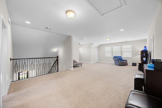 104 Atlanta Park Dr, Georgetown, TX 78628 - sitting room with attic access, carpet flooring, and recessed lighting