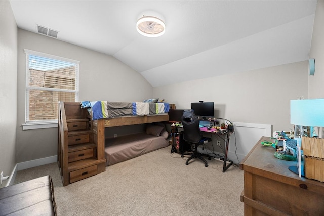 104 Atlanta Park Dr, Georgetown, TX 78628 - bedroom featuring lofted ceiling, carpet, and a desk
