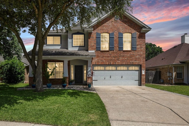 2208 Drue Ln, Cedar Park, TX 78613 - traditional-style home with brick siding, concrete driveway, and a garage