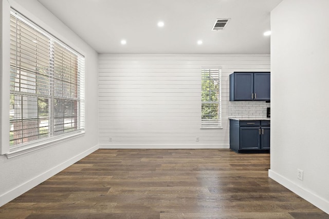 2208 Drue Ln, Cedar Park, TX 78613 - unfurnished living room with dark wood-type flooring and recessed lighting