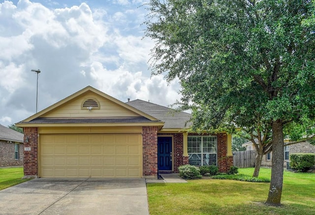 306 Grutsch Dr, Bastrop, TX 78602 - single story home with brick siding, driveway, a garage, and a shingled roof