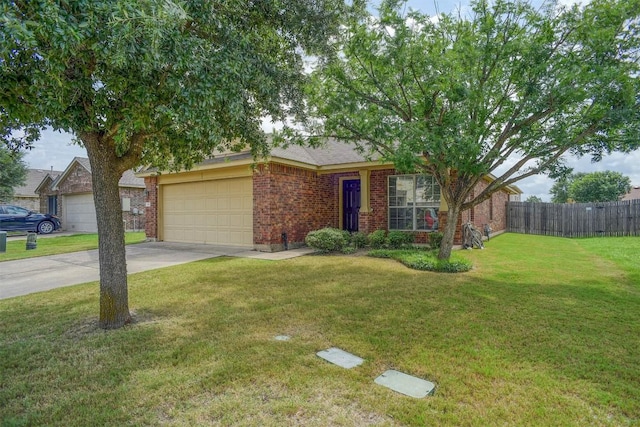 306 Grutsch Dr, Bastrop, TX 78602 - view of front of house with a garage, brick siding, and concrete driveway