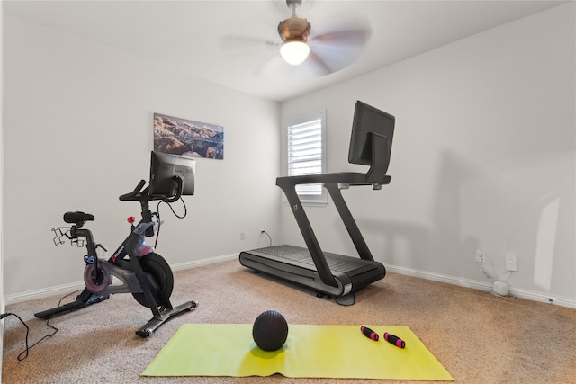3308 Harvest Time Cv, Austin, TX 78754 - workout room featuring carpet flooring and a ceiling fan