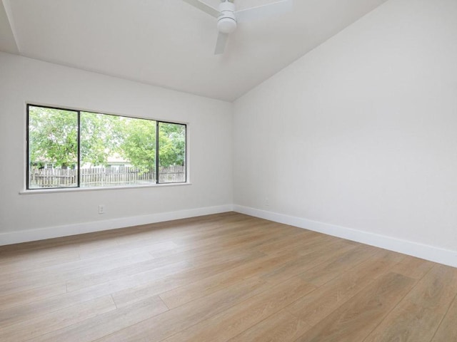 5314 Presidio Rd, Austin, TX 78745 - unfurnished room with light wood finished floors, vaulted ceiling, and ceiling fan