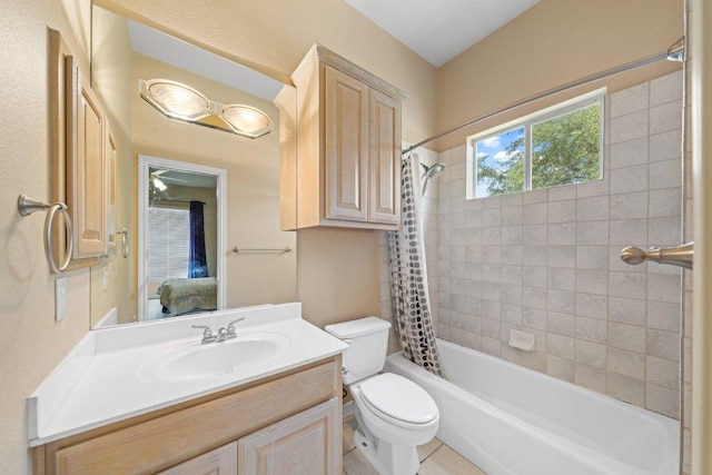 106 Mesquite Trl, Boerne, TX 78006 - bathroom featuring vanity, shower / tub combo with curtain, and connected bathroom