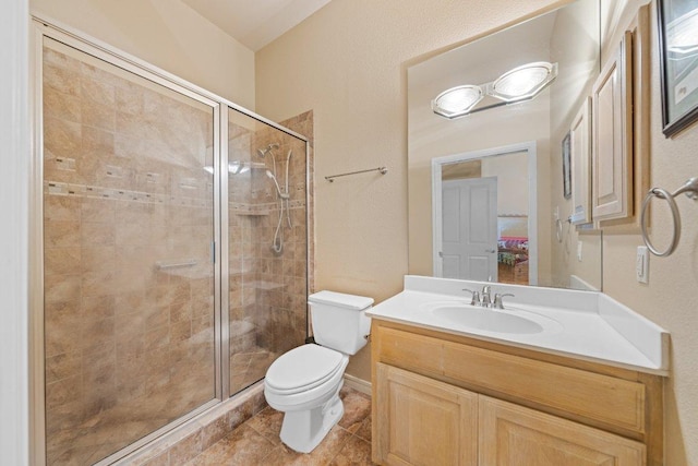106 Mesquite Trl, Boerne, TX 78006 - bathroom with a stall shower, vanity, and tile patterned floors