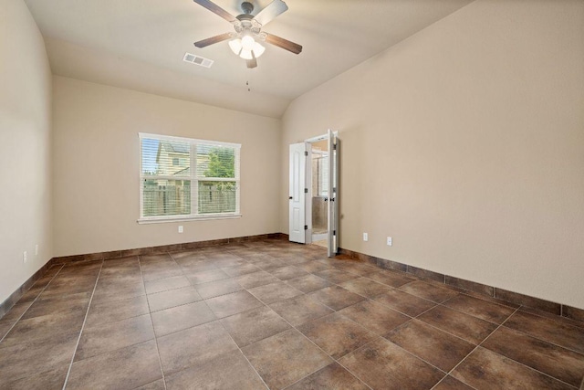 18712 Leigh Ln, Pflugerville, TX 78660 - unfurnished room featuring a ceiling fan and lofted ceiling