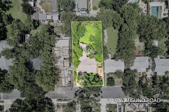 1506 Alguno Rd, Austin, TX 78757 - aerial perspective of suburban area with property parcel outlined