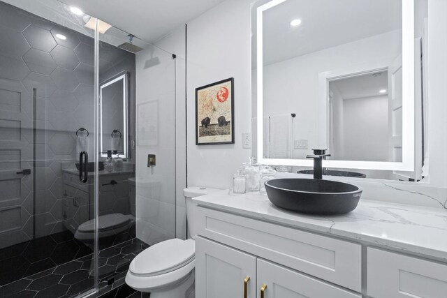 2706 Wheless Ln Bldg 5, Austin, TX 78723 - bathroom with vanity, a stall shower, and recessed lighting