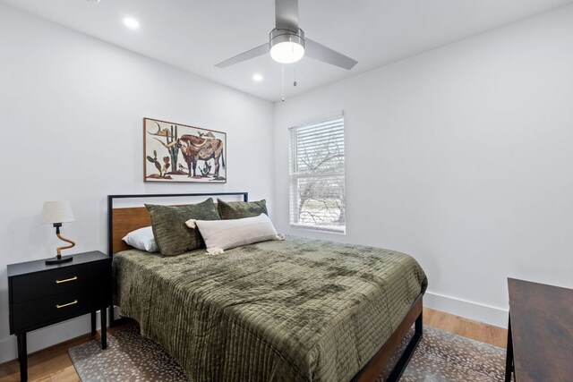 2706 Wheless Ln Bldg 5, Austin, TX 78723 - bedroom featuring light wood-style floors, recessed lighting, and a ceiling fan