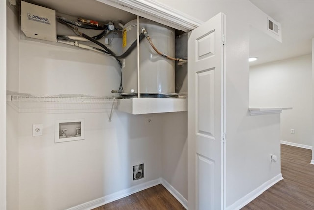 2320 Gracy Farms Ln Unit 323, Austin, TX 78758 - laundry area featuring hookup for an electric dryer, hookup for a washing machine, and wood finished floors