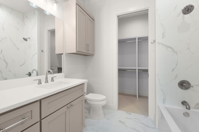 209 Burnet Oaks Dr, Burnet, TX 78611 - full bathroom with vanity, marble finish floors, shower / tub combination, and a walk in closet