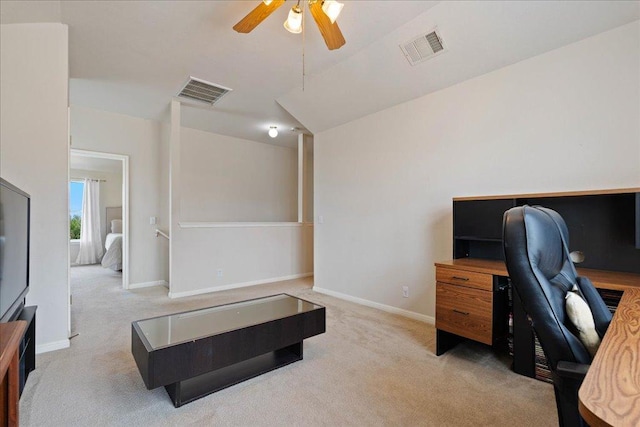 327 Lakemont Dr, Hutto, TX 78634 - home office with carpet flooring and ceiling fan
