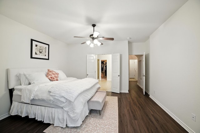3801 Poppy Hills Cv, Round Rock, TX 78664 - bedroom featuring dark wood-style flooring and a ceiling fan