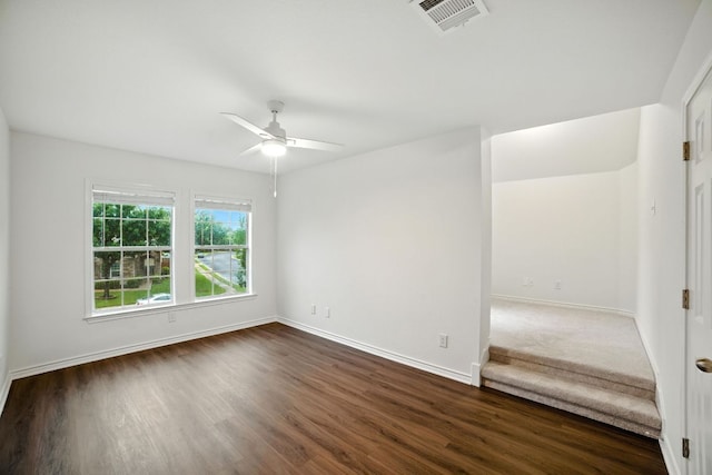 3801 Poppy Hills Cv, Round Rock, TX 78664 - spare room featuring dark wood finished floors and a ceiling fan